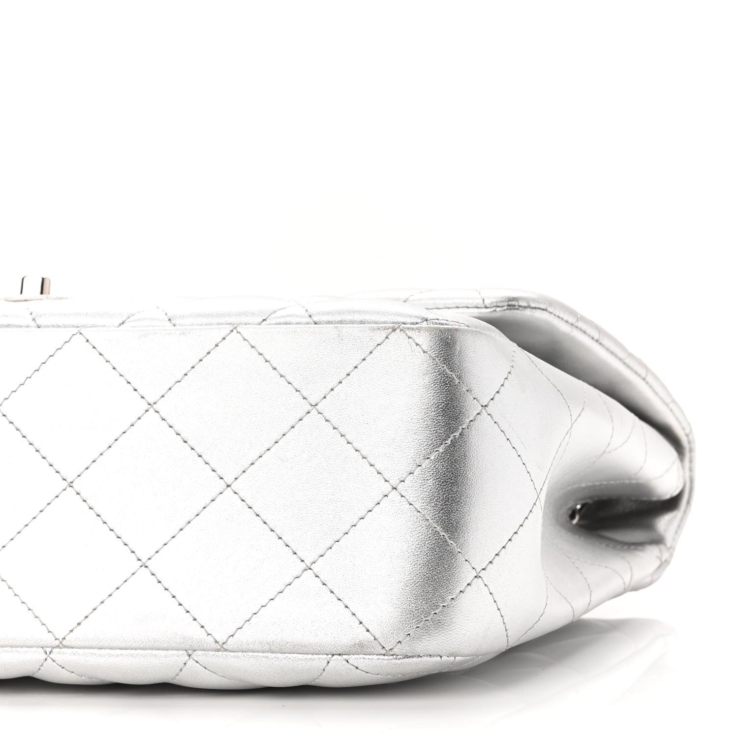 Chanel Metallic Lambskin Quilted Jumbo Single Flap Silver 9 of 10