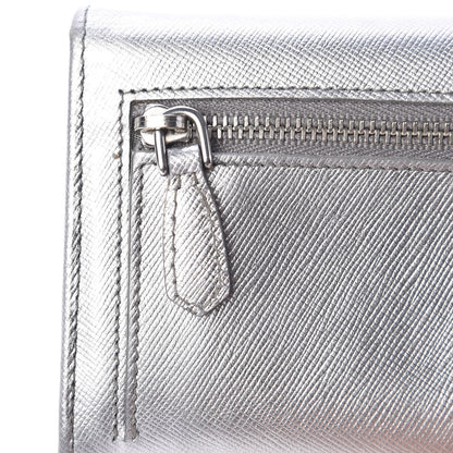 Prada Saffiano Fiocco Bow Continental Wallet Cromo 12 of 13