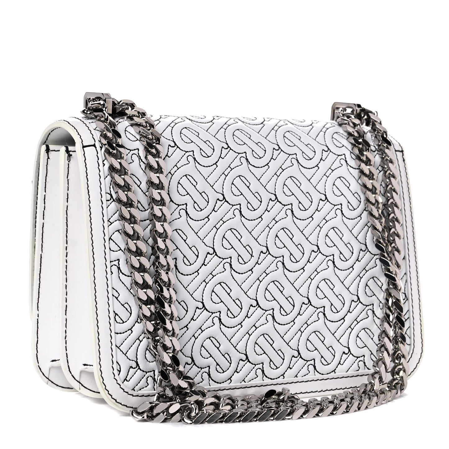 Calfskin Monogram Embossed Small TB Chain Bag Optic White