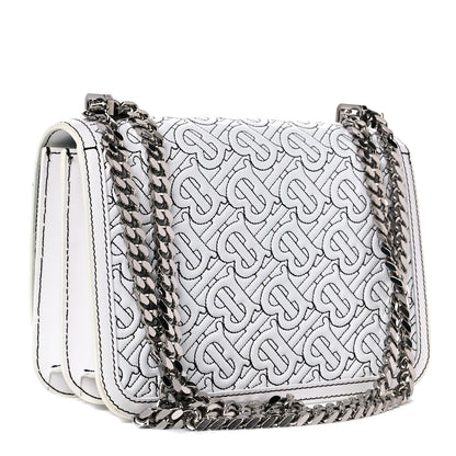 Burberry Calfskin Monogram Embossed Small TB Chain Bag Optic White 4 of 9