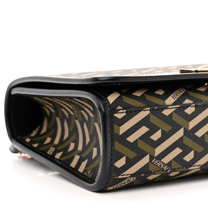 Versace Coated Canvas La Greca Signature Top Handle Bag Black Khaki 8 of 9