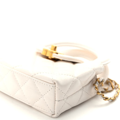 Chanel Shiny Aged Calfskin Quilted Mini Nano Kelly Shopper White 10 of 11