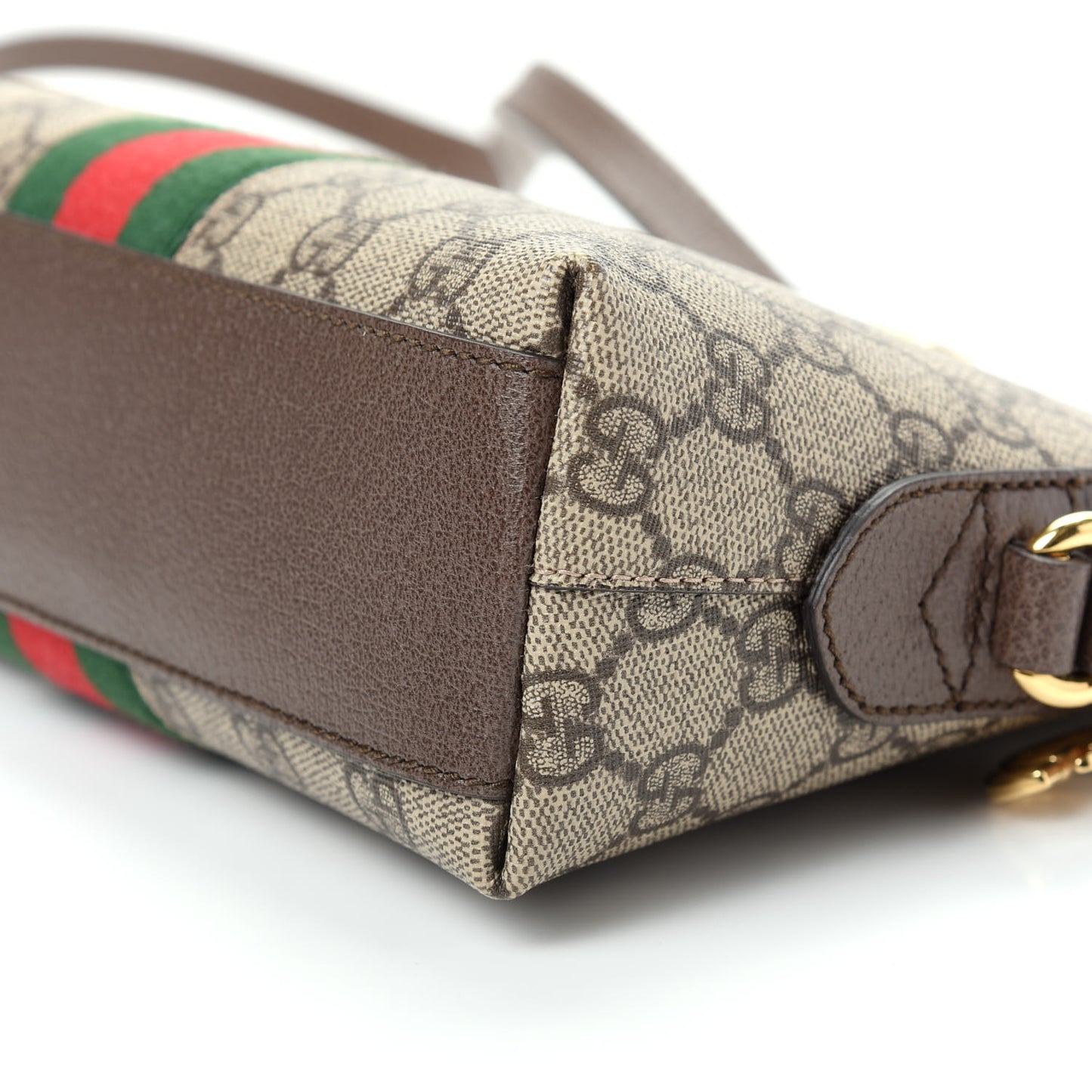 GG Supreme Monogram Textured Dollar Calfskin Web Small Ophidia Dome Shoulder Bag Beige Ebony New Acero
