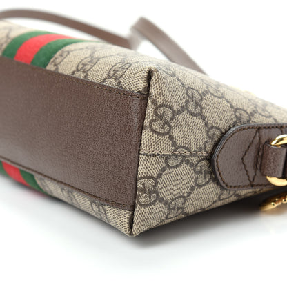 Gucci GG Supreme Monogram Textured Dollar Calfskin Web Small Ophidia Dome Shoulder Bag Beige Ebony New Acero 7 of 9