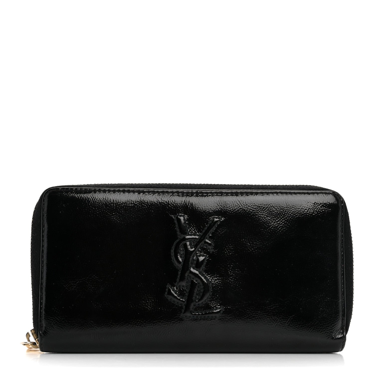 Saint Laurent Textured Patent Monogram Belle De Jour Zip Around Wallet Black 1 of 13