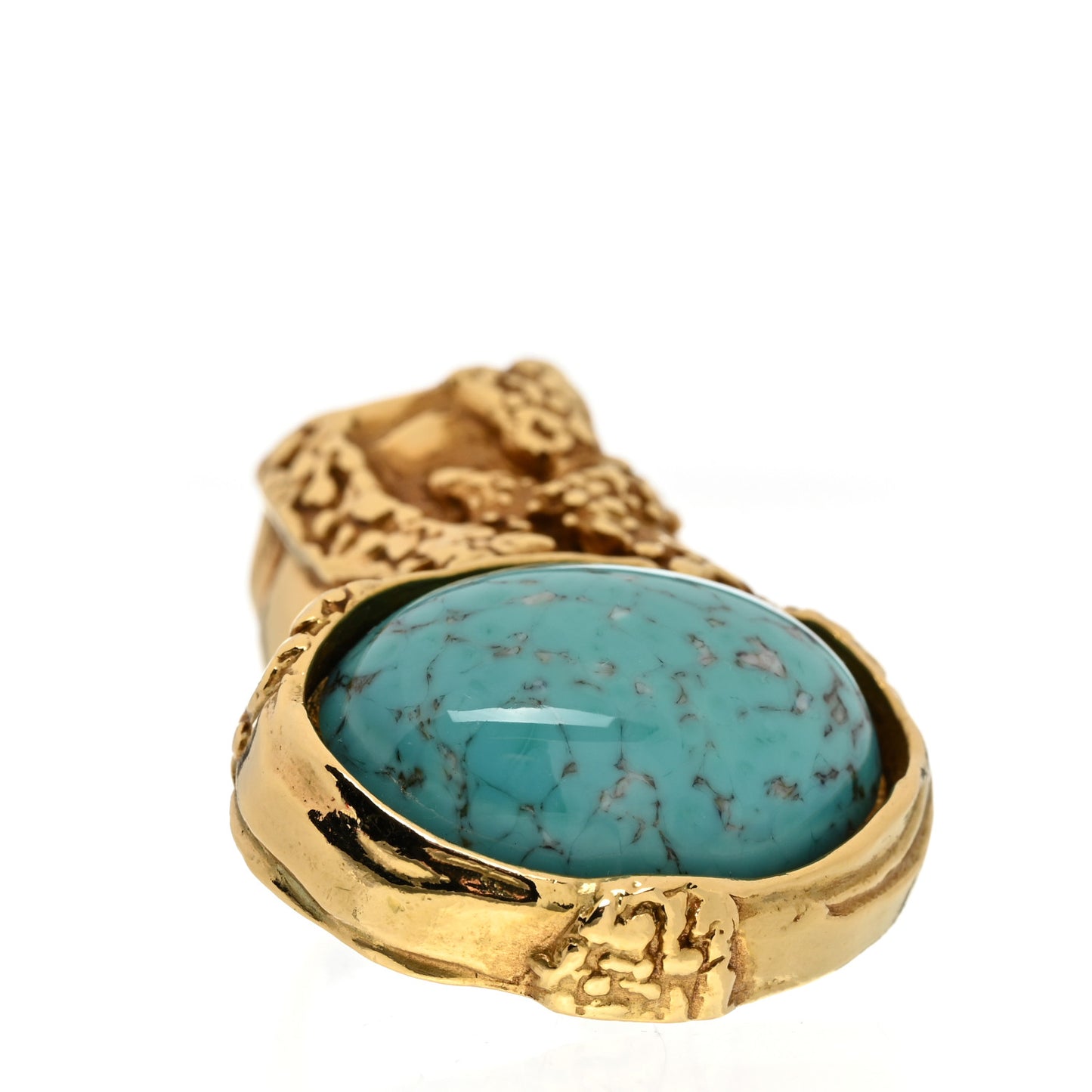 Glass Cabochon Arty Ovale Ring 47 4 Gold Turquoise