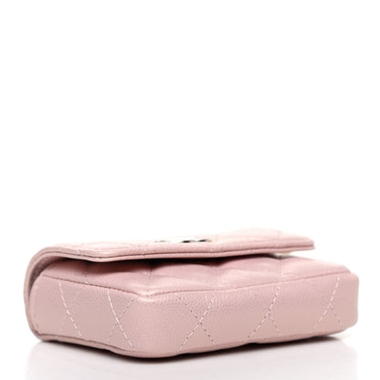 Chanel Iridescent Caviar Quilted Pearl On Top Coin Purse With Chain Light Pink 4 of 12