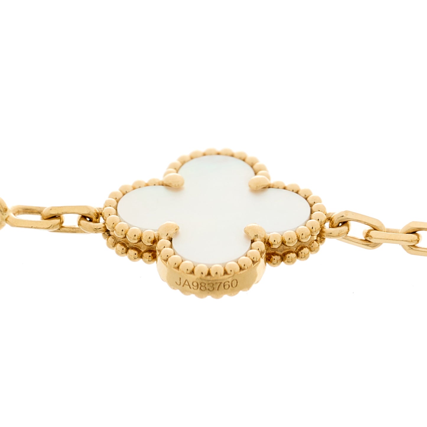 18K Yellow Gold Mother of Pearl 5 Motifs Vintage Alhambra Bracelet