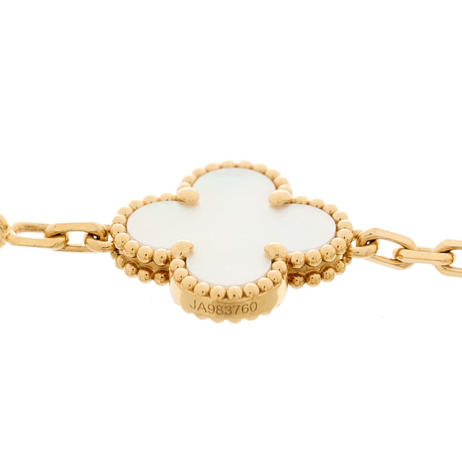 Van Cleef & Arpels 18K Yellow Gold Mother of Pearl 5 Motifs Vintage Alhambra Bracelet 4 of 5