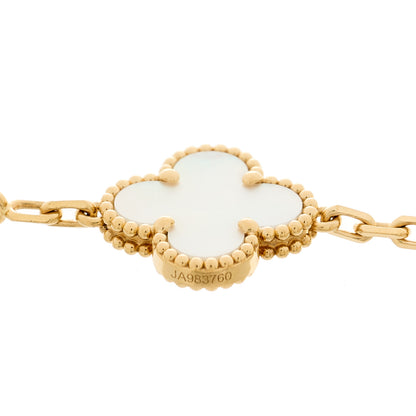 Van Cleef & Arpels 18K Yellow Gold Mother of Pearl 5 Motifs Vintage Alhambra Bracelet 4 of 5