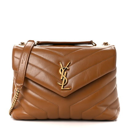 Saint Laurent Calfskin Y Quilted Monogram Small Loulou Chain Satchel Dark Natural 1 of 12