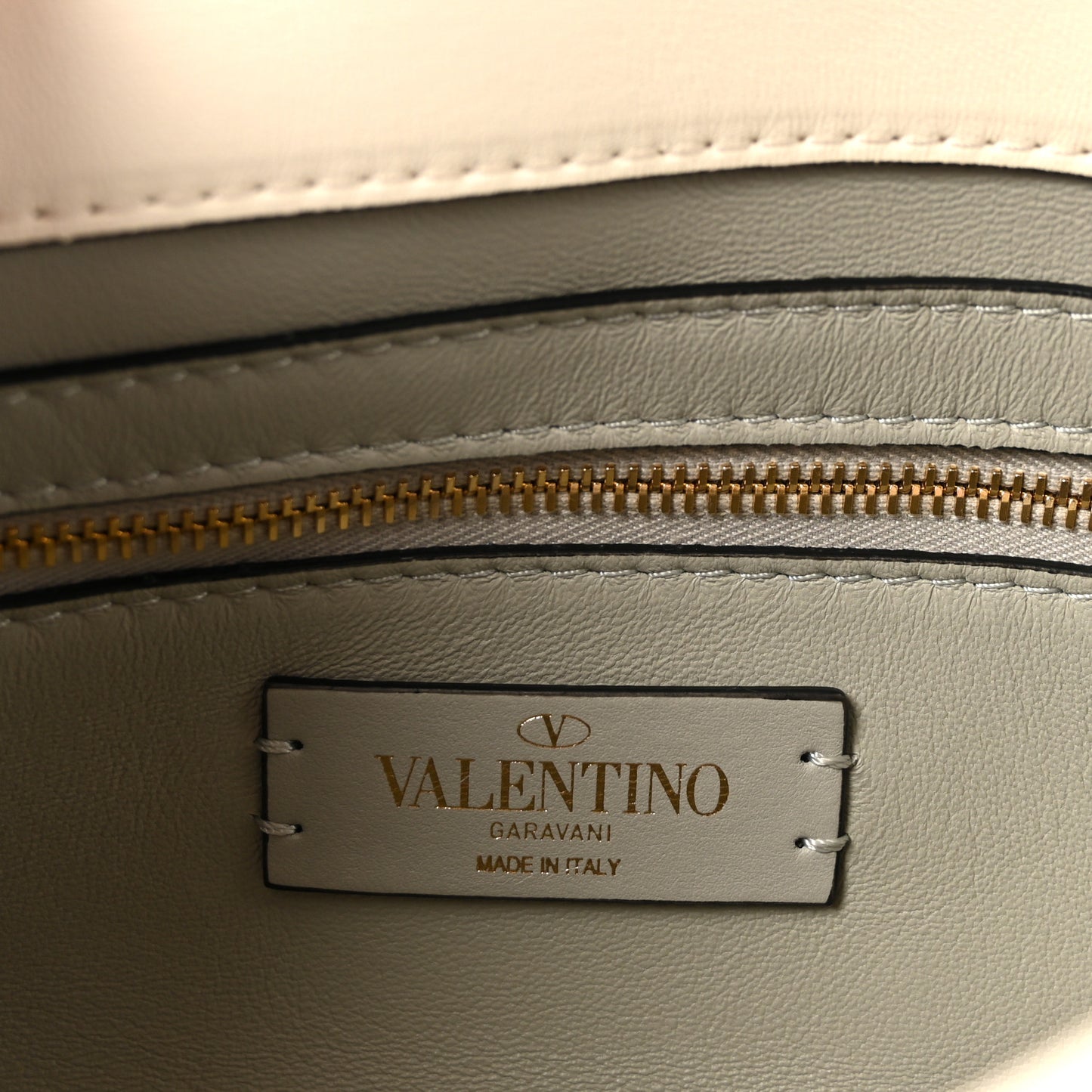 Nappa Enamel Medium Roman Stud Shoulder Bag Ivory