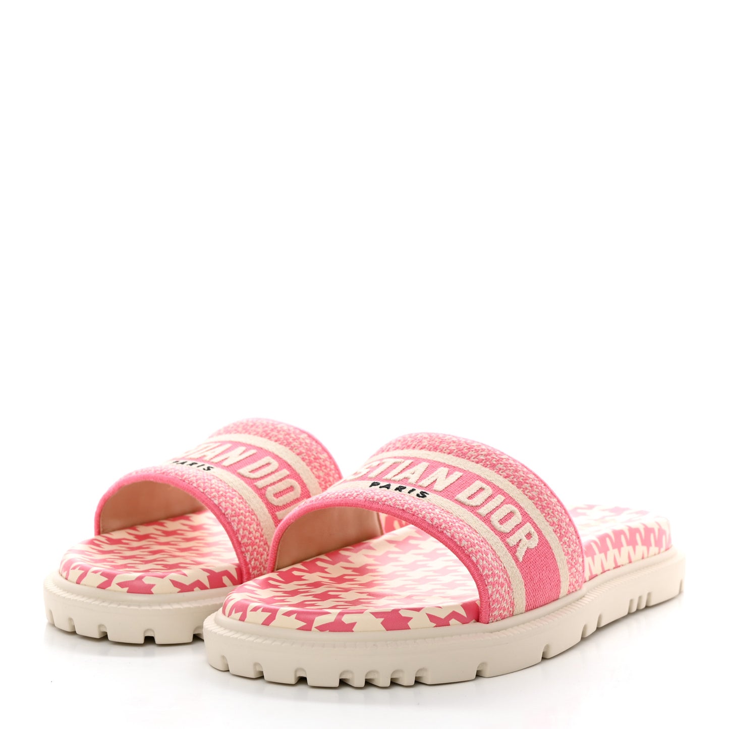 Micro PDP Cotton Houndstooth Embroidered Dway 10mm Slide Sandals 40.5 Peony
