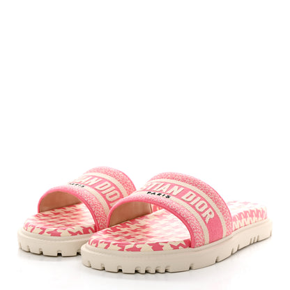 Christian Dior Micro PDP Cotton Houndstooth Embroidered Dway 10mm Slide Sandals 40.5 Peony 3 of 8
