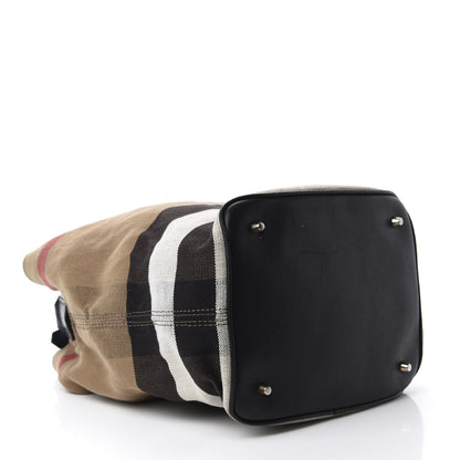 Burberry Canvas Mega Check Medium Ashby Hobo Black 5 of 12