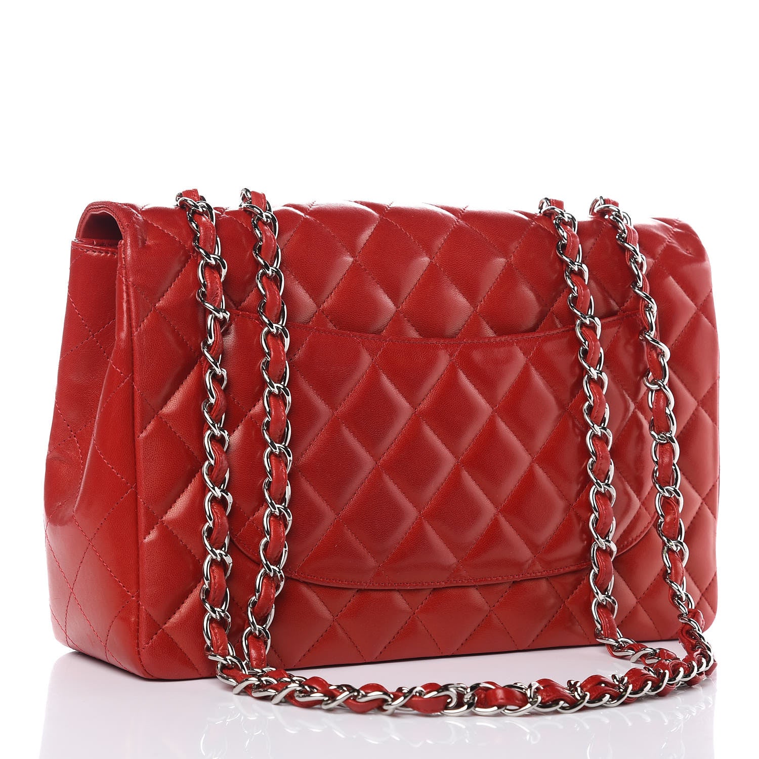 Chanel Lambskin Quilted Jumbo Single Flap Red 4 of 18