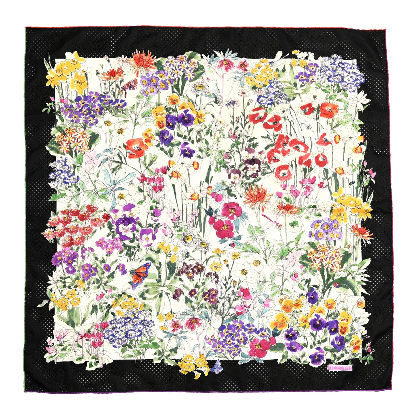 Silk Flora Infinity Chrissy Square Scarf White Black