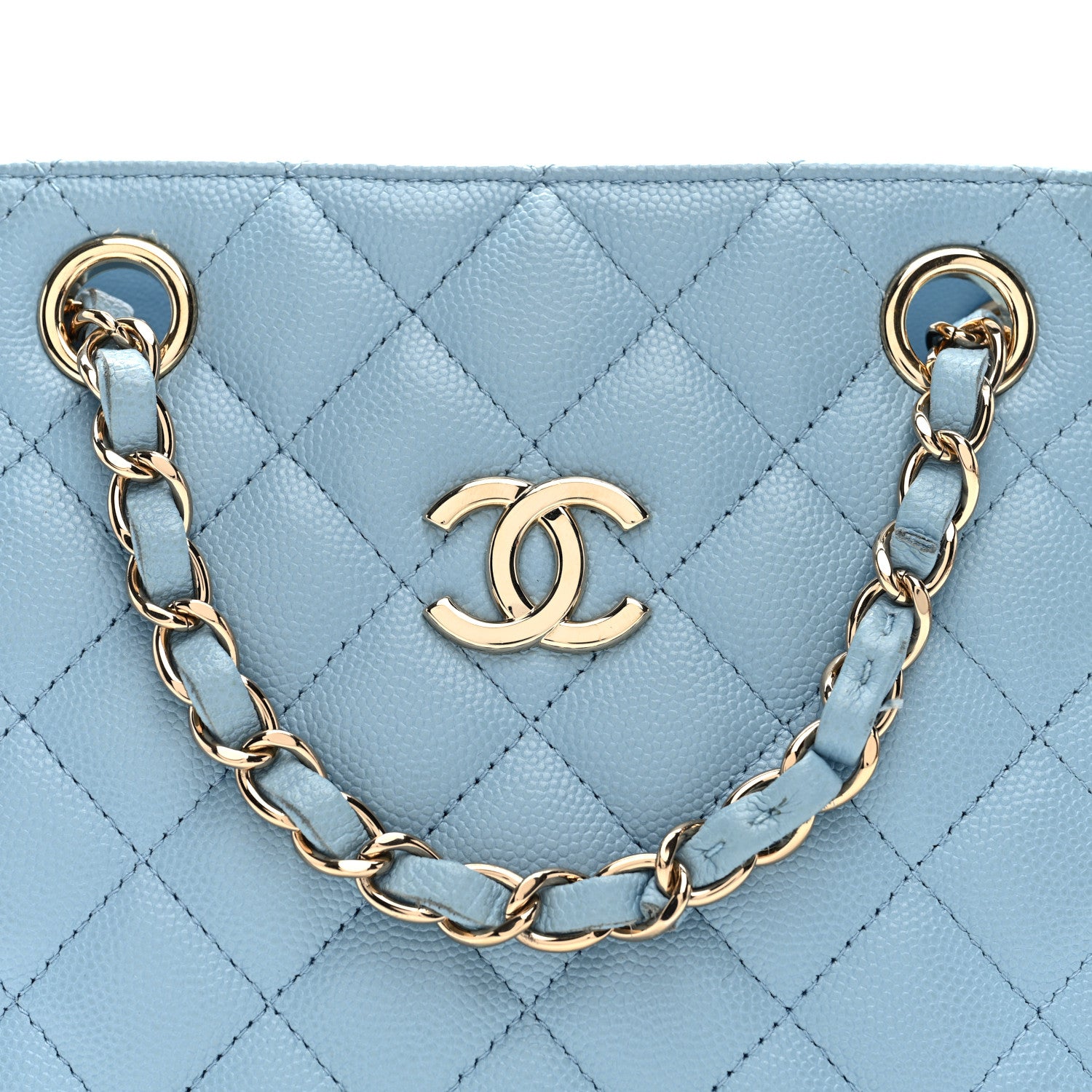 Chanel Caviar Quilted Mini Bucket Bag Blue 8 of 10