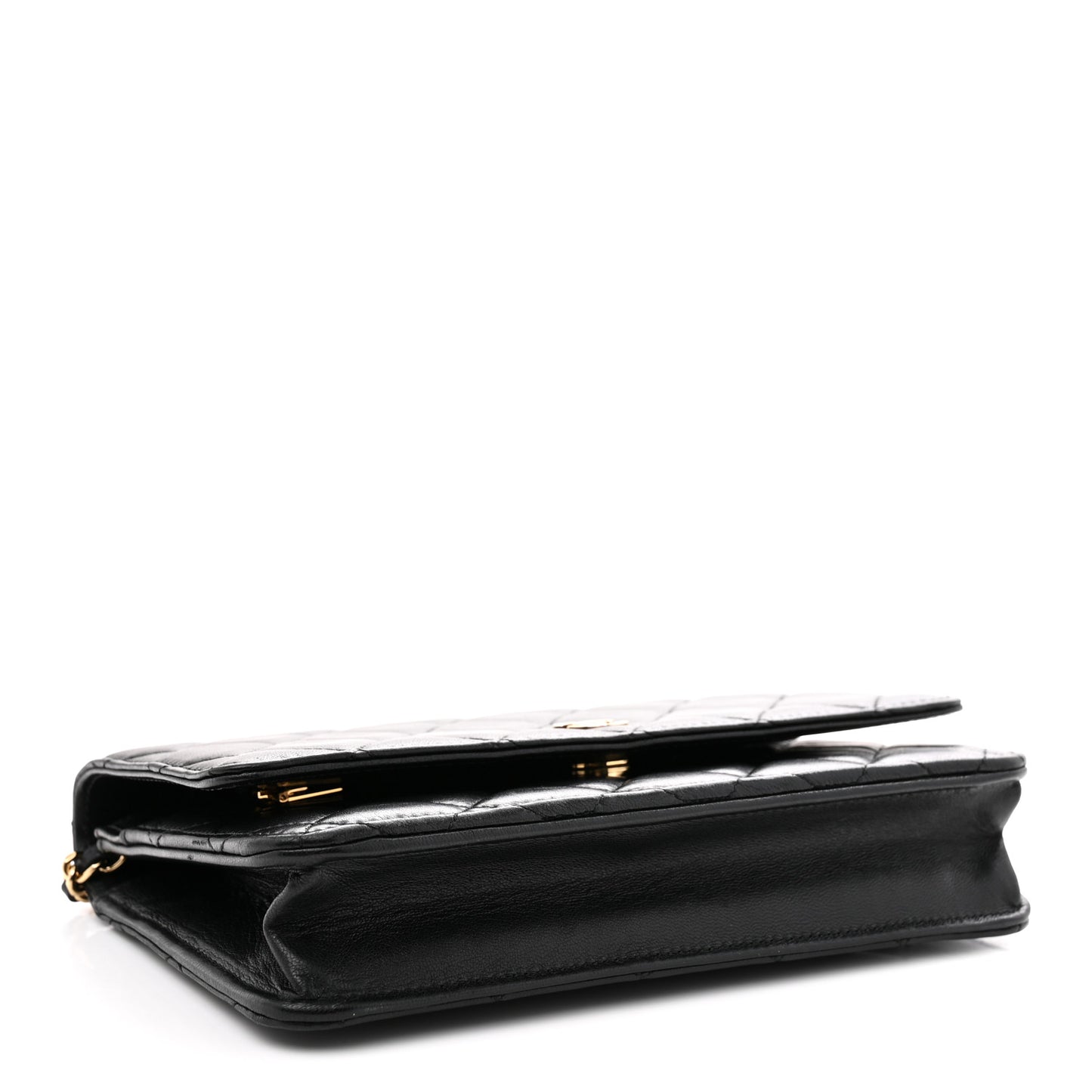 Lambskin Quilted Wallet On Chain WOC Black