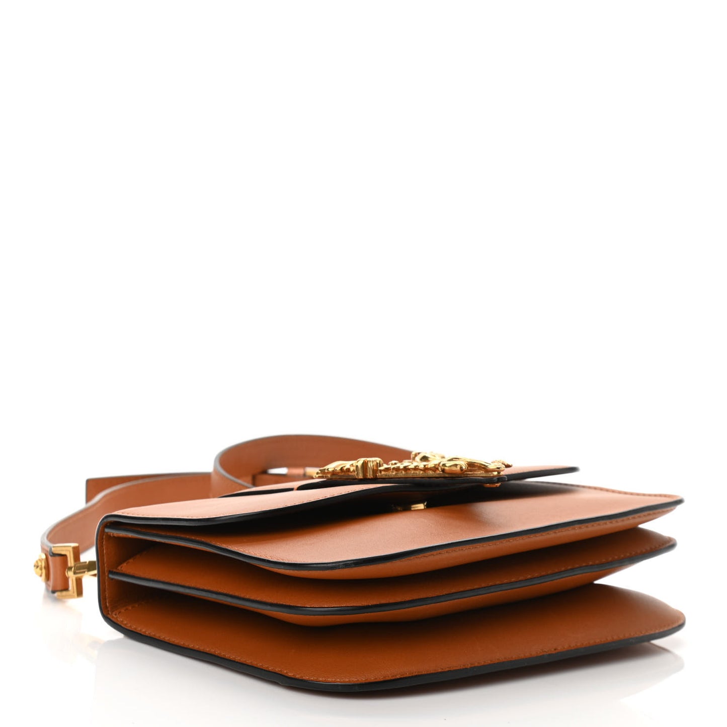 Vitello Barocco Virtus Small Top Handle Shoulder Bag Brown