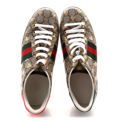 Gucci GG Supreme Monogram Bees Ayers Web Womens Ace Sneakers 38.5 Beige Oro Green Red 5 of 10