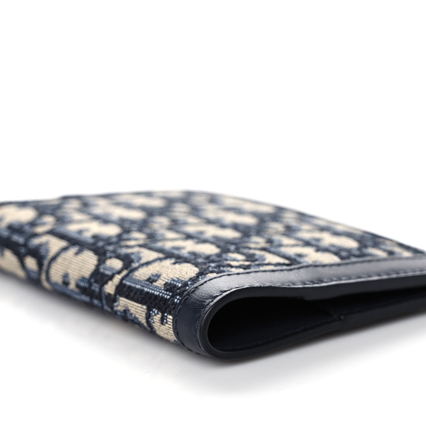 Calfskin Oblique Passport Holder Blue