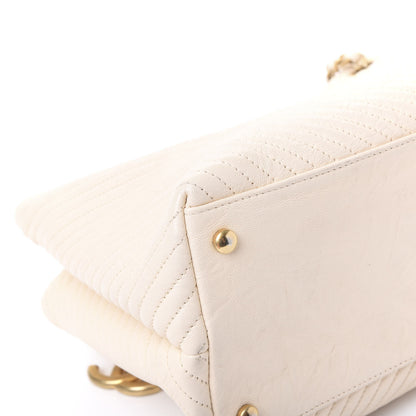 Chanel Wrinkled Lambskin Chevron Quilted Surpique Tote White 7 of 11