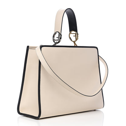 Fendi Vitello Century Opaco F is Fendi Bi-Color Regular Runaway Satchel Camelia Black 2 of 8