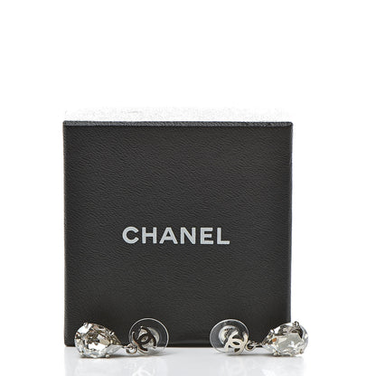 Chanel Crystal CC Tear Drop Earrings Silver 5 of 5