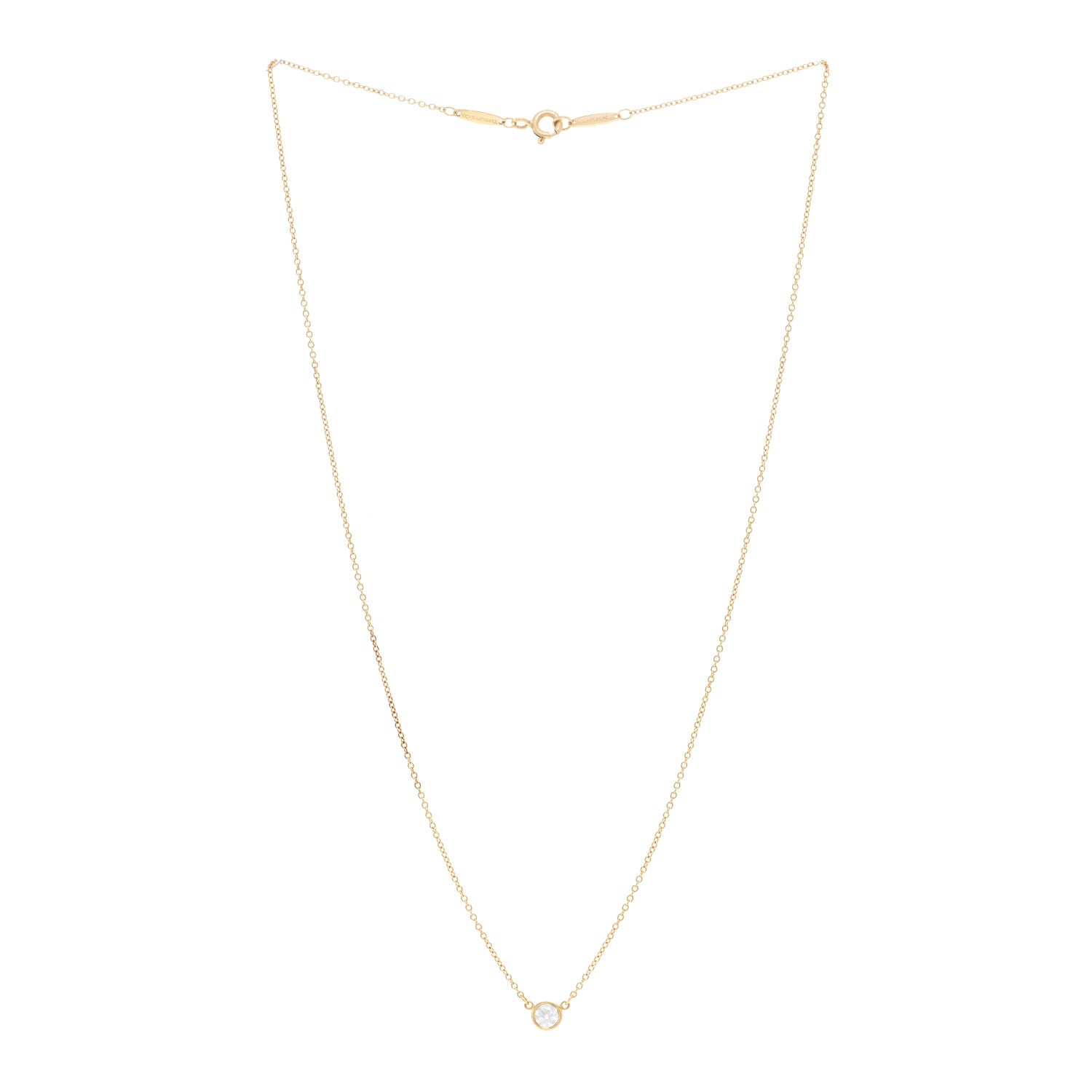 Tiffany 18K Yellow Gold Diamond .17ct Elsa Peretti Diamonds by the Yard Pendant Necklace 3 of 4