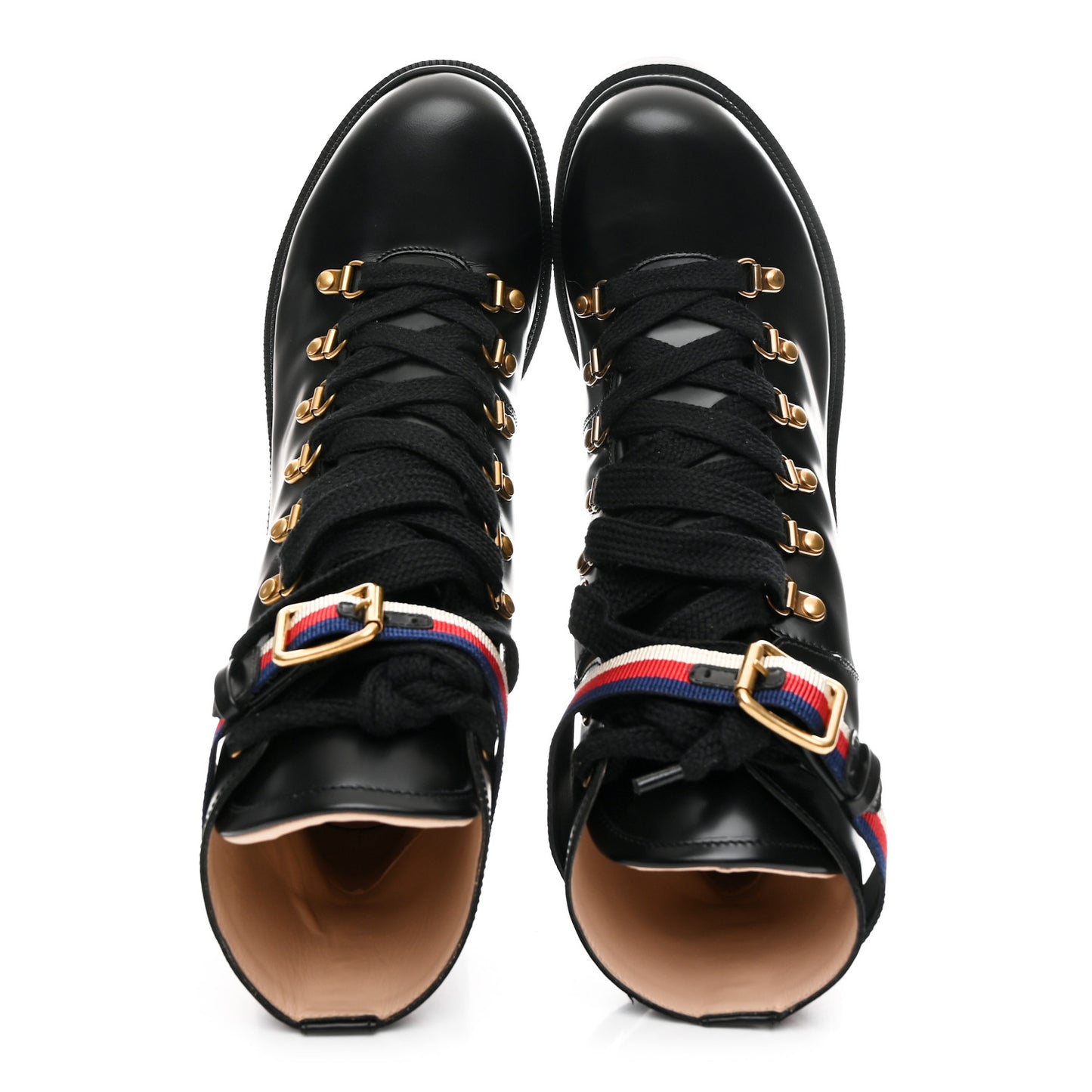 Calfskin Sylvie Web Womens Lace Up Combat Boots 42 Black