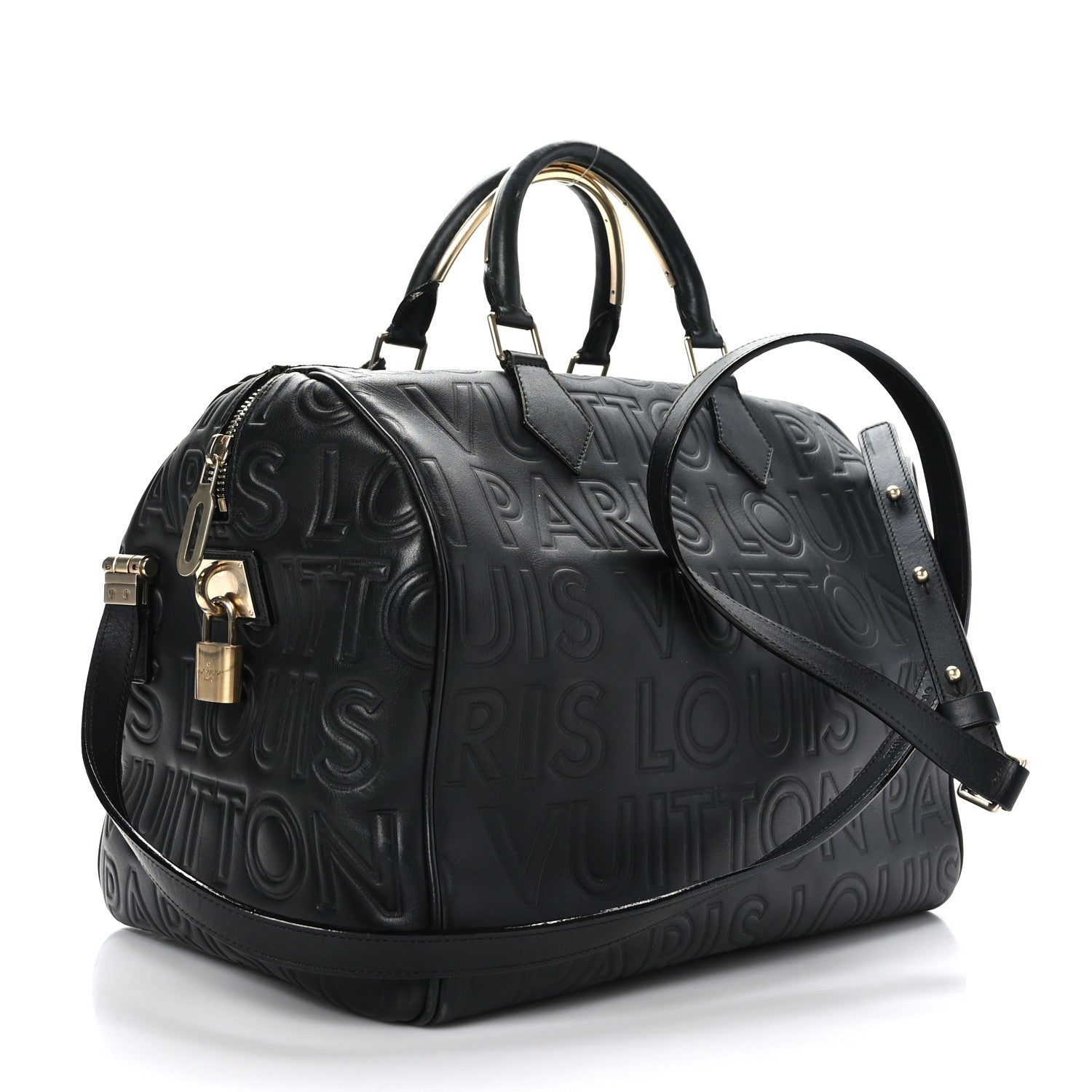 Louis Vuitton Calfskin Embossed Speedy Cube 30 Black 3 of 9