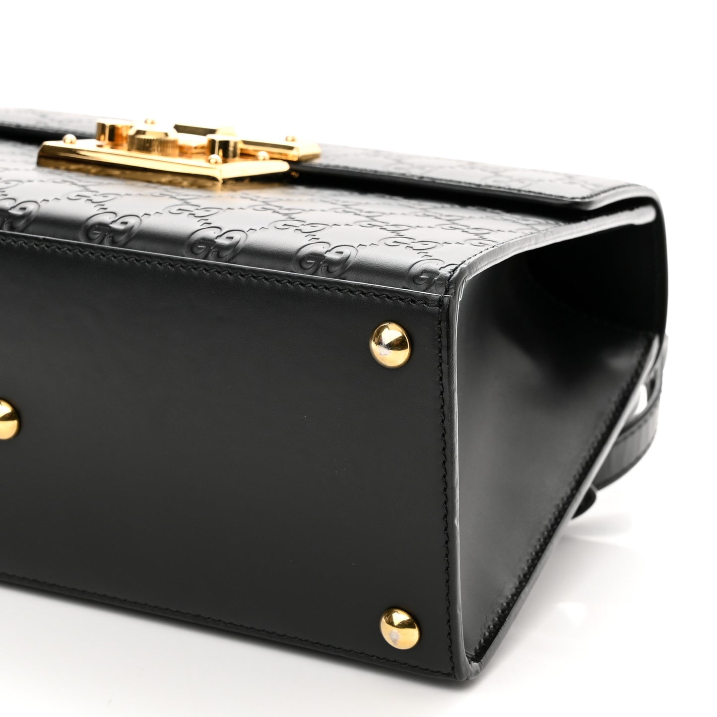 Guccissima Signature Small Padlock Top Handle Bag Black