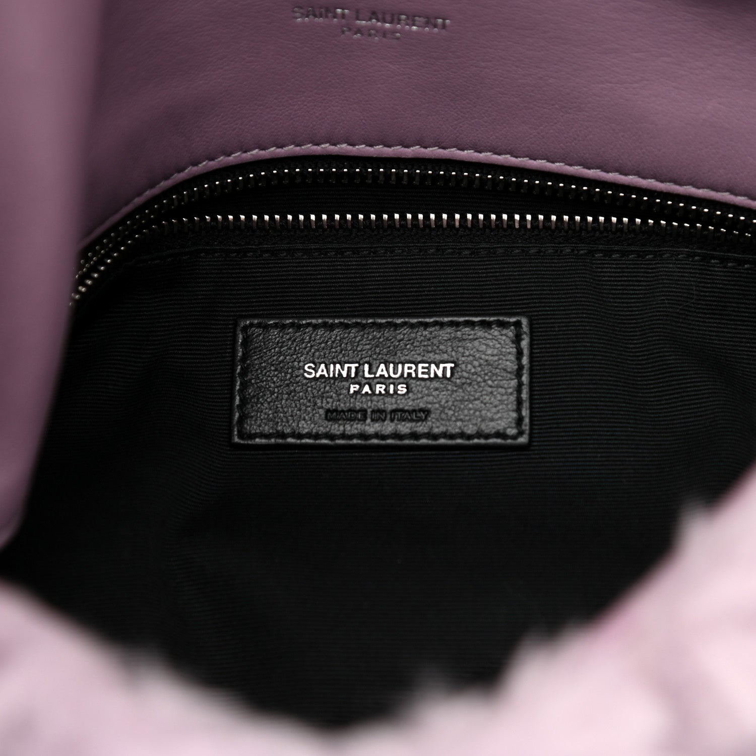 Saint Laurent Merino Shearling Lambskin Quilted Small Loulou Puffer Monogram Chain Satchel Lila 7 of 10