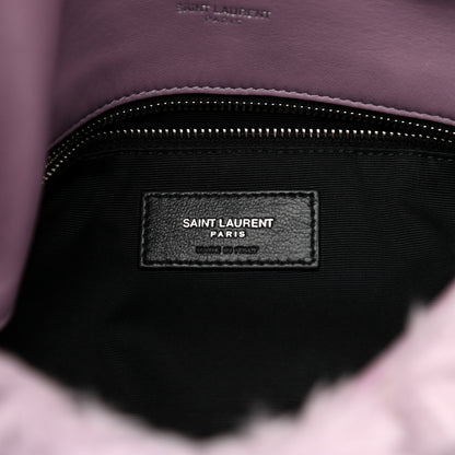 Saint Laurent Merino Shearling Lambskin Quilted Small Loulou Puffer Monogram Chain Satchel Lila 7 of 10