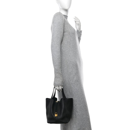 Hermes Taurillon Clemence Picotin Lock 22 MM Black 2 of 12