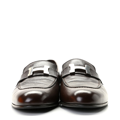 Hermes Goatskin Mens Paris Loafers 40.5 Dark Brown 2 of 12