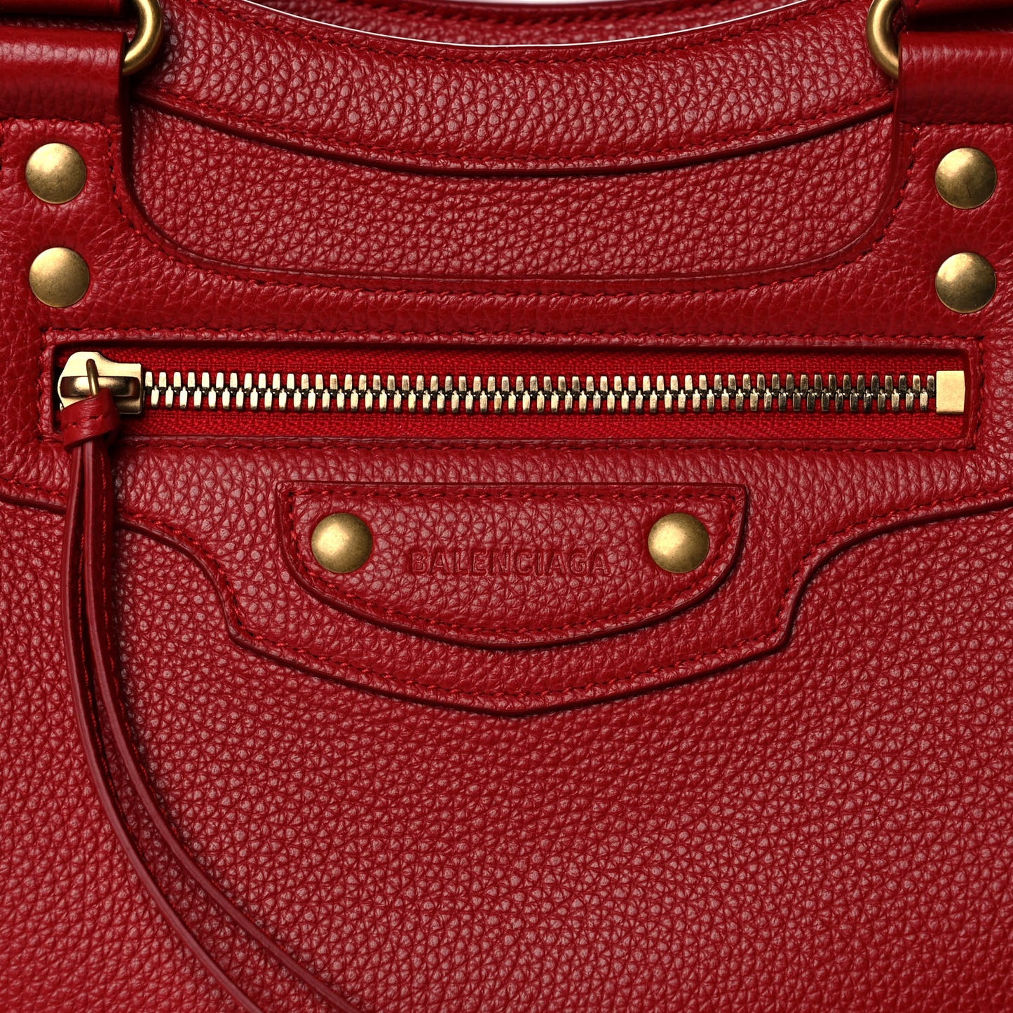 Grained Calfskin Neo Classic Gold Hardware S City Medium Red
