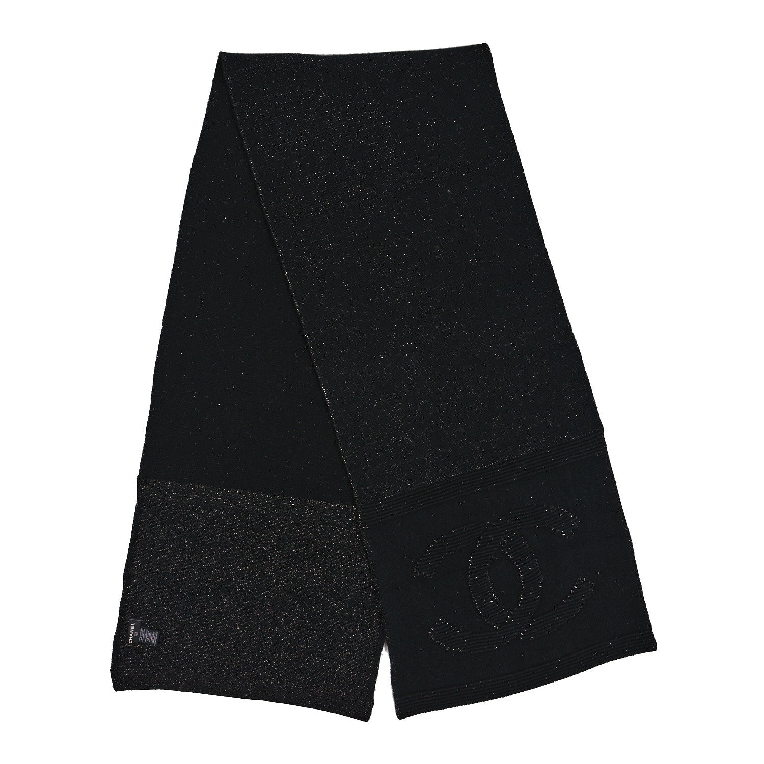 Chanel Metallic Cashmere CC Scarf Black 2 of 3