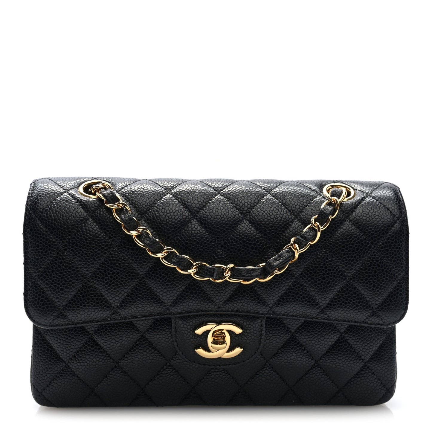 Caviar Quilted Small Double Flap Black
