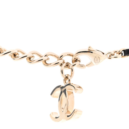 Chanel Lambskin Crystal CC Chain Pendant Necklace Black Gold 5 of 6