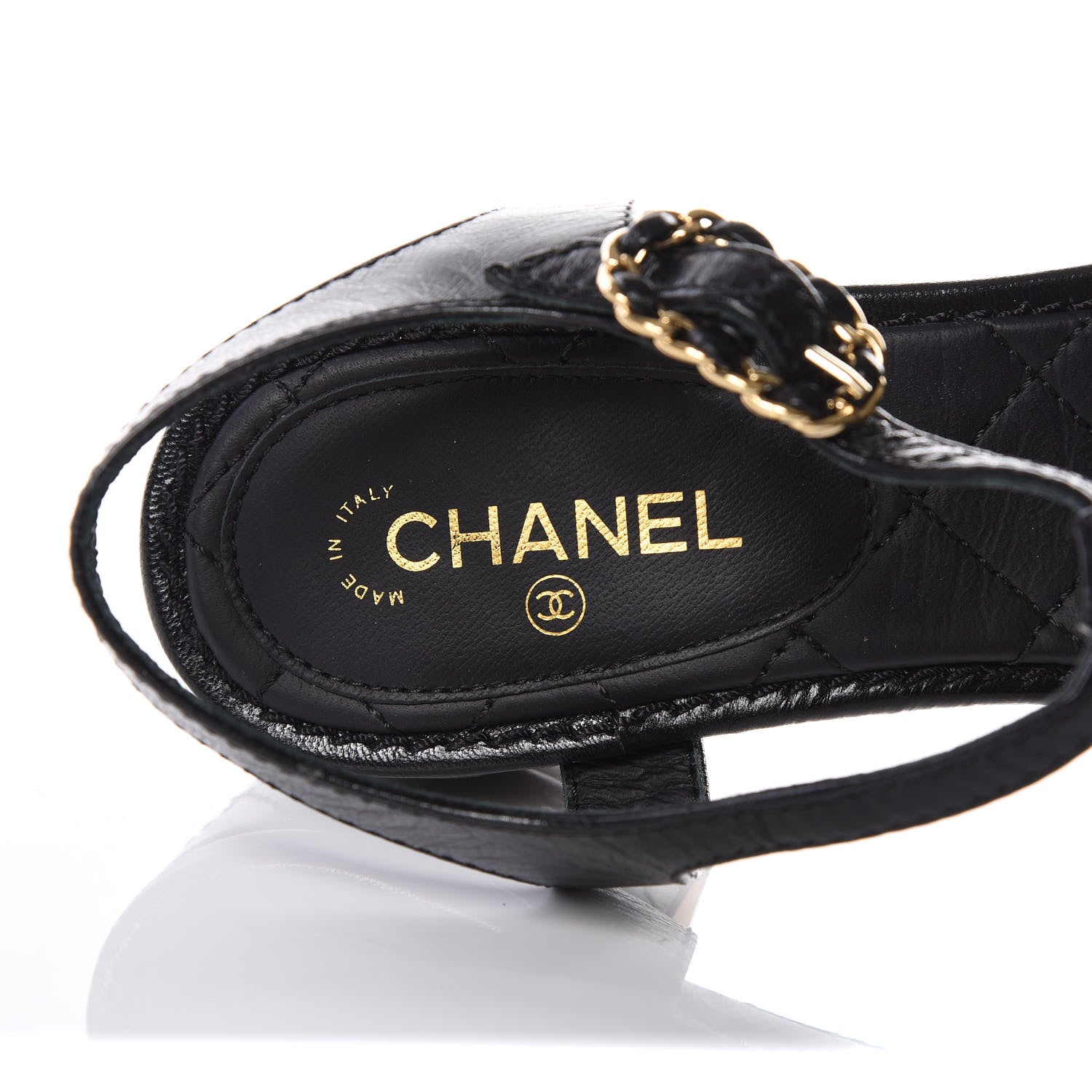 Chanel Lambskin Chain CC Logo Thong Sandals 36 Black 7 of 8