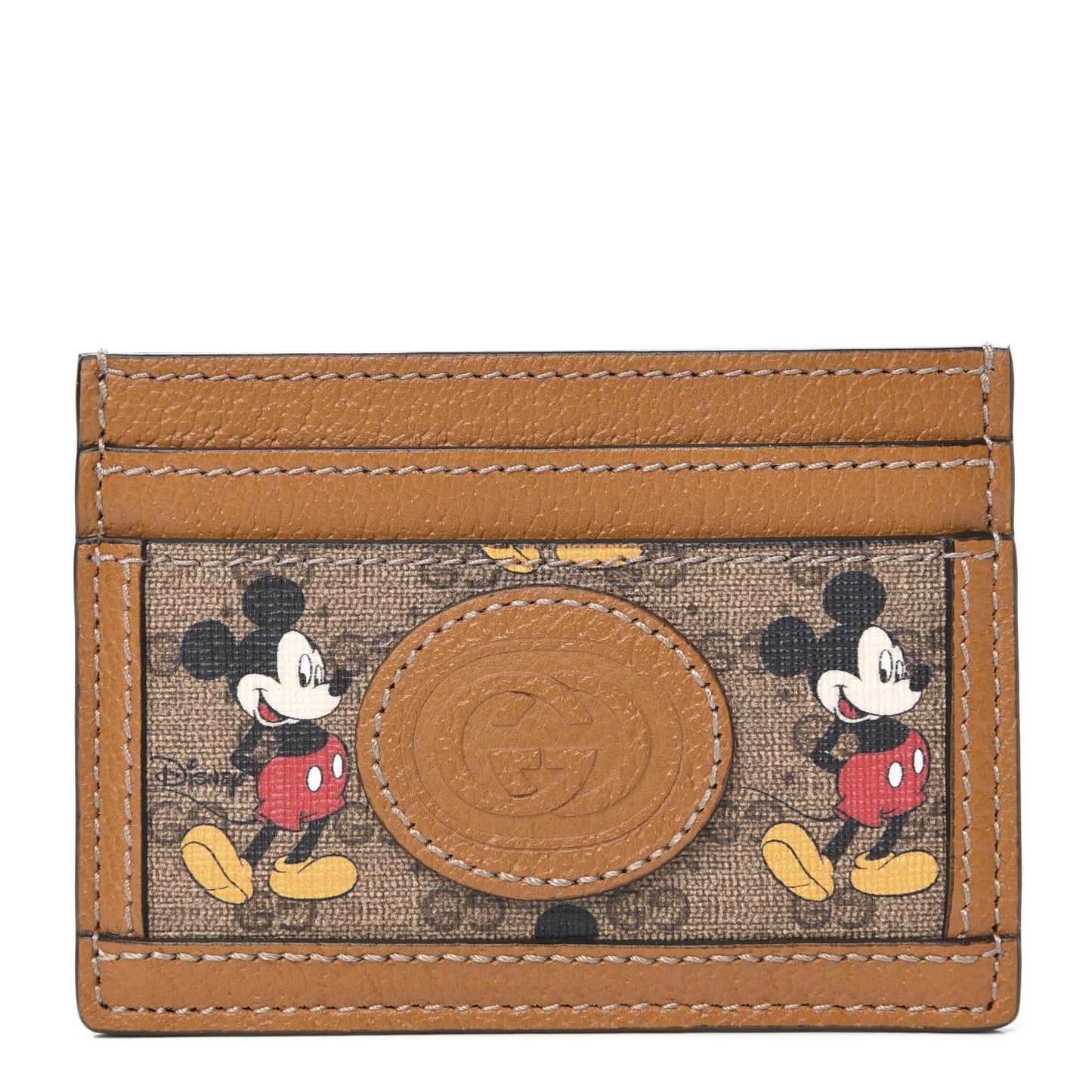 X DISNEY Mini Vintage GG Supreme Monogram Mickey Mouse Card Holder Beige Vintage Sun Oil