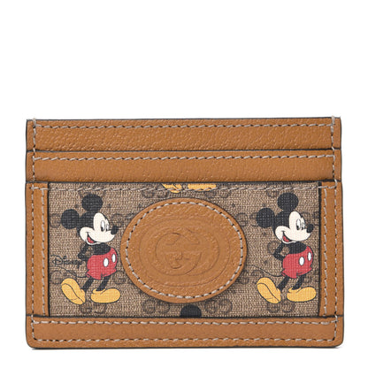 Gucci X DISNEY Mini Vintage GG Supreme Monogram Mickey Mouse Card Holder Beige Vintage Sun Oil 1 of 6