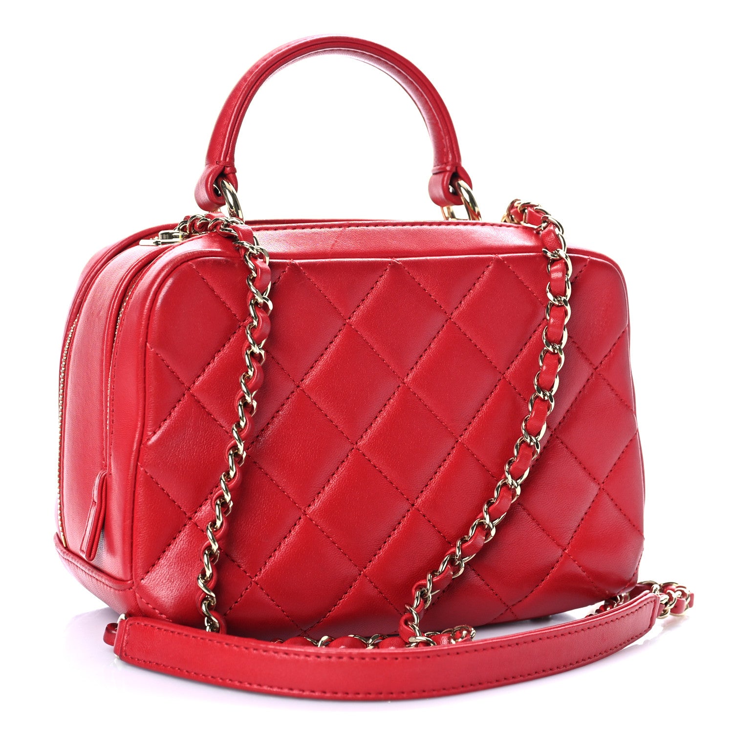 Chanel Lambskin Quilted Small Trendy CC Bowling Bag Red 3 of 16