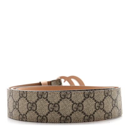 Gucci GG Supreme Monogram Matte Plutone Calfskin Double G 40mm Belt 100 40 Beige Ebony Camelia 2 of 4