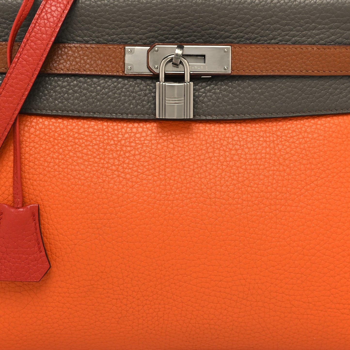 Taurillon Clemence Arlequin Kelly Retourne 32 Orange Sanguine Gold