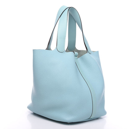 Hermes Taurillon Clemence Picotin 26 GM Bleu Atoll 2 of 10