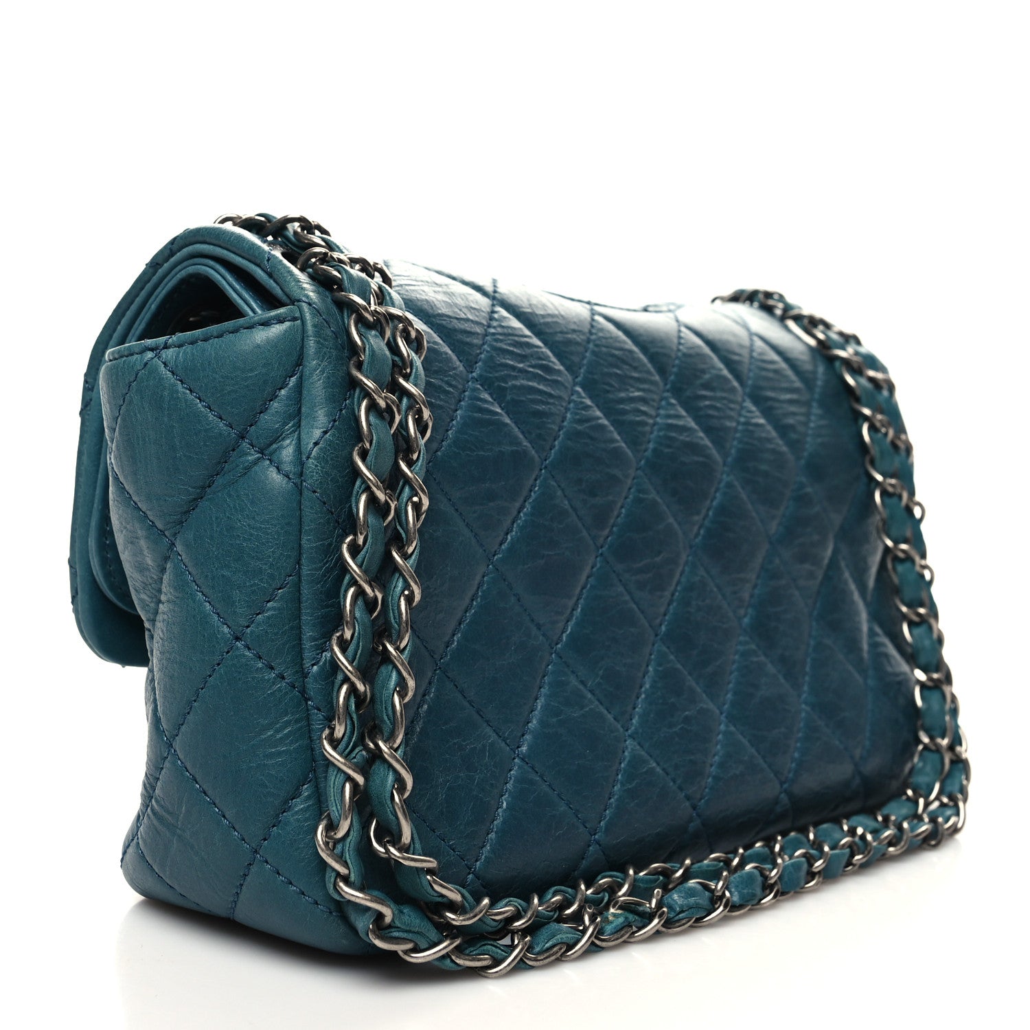 Chanel Calfskin Quilted Large Single Flap Bleu 3 of 13