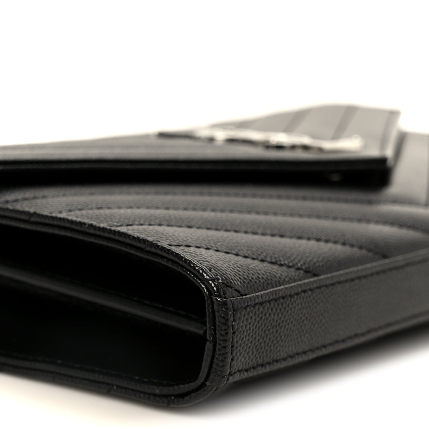 Grain De Poudre Matelasse Chevron Monogram Chain Wallet Black